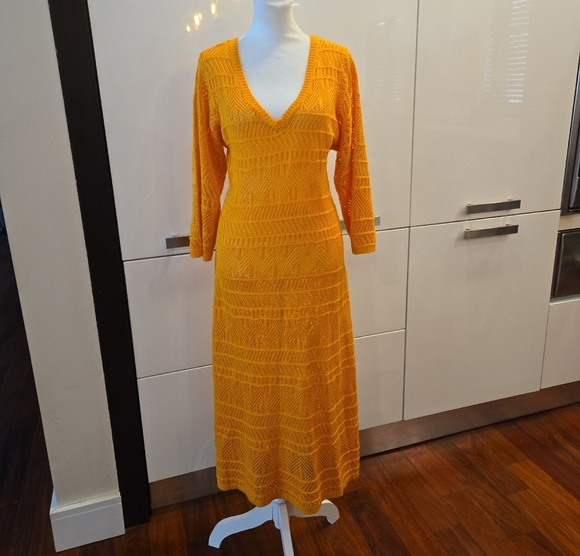 Madison & Hudson V Neck Crochet Maxi Dress Orange Womens Size 1X - Picture 1 of 9